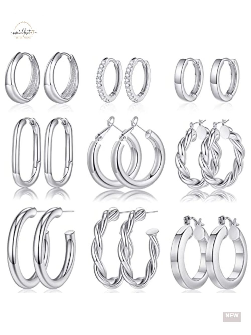 9 Pairs Gold Hoop Earrings Set, 14k Real Gold Plated Chunky Hoop Earrings